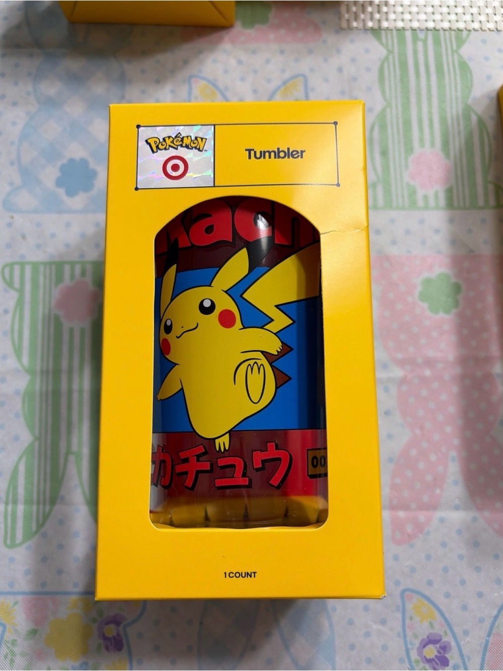 Pokemon Yellow Pikachu Tumbler with Blue and Red Accents